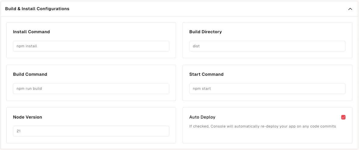 Build and install configuration